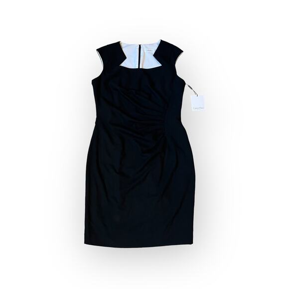 Calvin Klein Petite Cap Sleeve Side Ruched Sheath Dress - Picture 13 of 15